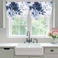 thumbnail image 5 of Blue Floral Art Tie Up Curtains for Kitchen Windows,Adjustable Rod Pocket Valance 54 Inch Long, Watercolor Botanical Spring Flowers Window Treatment Balloon Roman Blind Shade, 42" x 54", 5 of 9