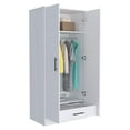 thumbnail image 4 of Atlin Designs Modern 2-Door Wood Armoire with 1 Hidden Drawer in White, 4 of 10