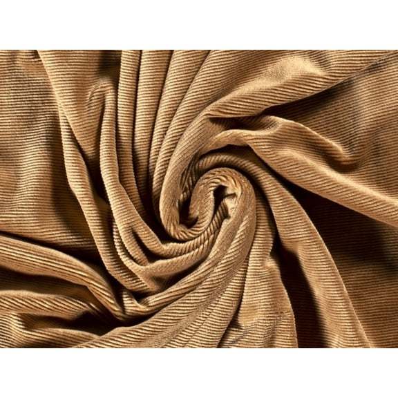 Minerva Velvet Rib Stretch Knit Fabric Camel - per yard