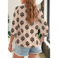 thumbnail image 3 of DOKOTOO Blouses for Women Boho Floral Print V Neck Tunic Tops Casual Summer Loose 3/4 Sleeve Chiffon Shirts, 3 of 8