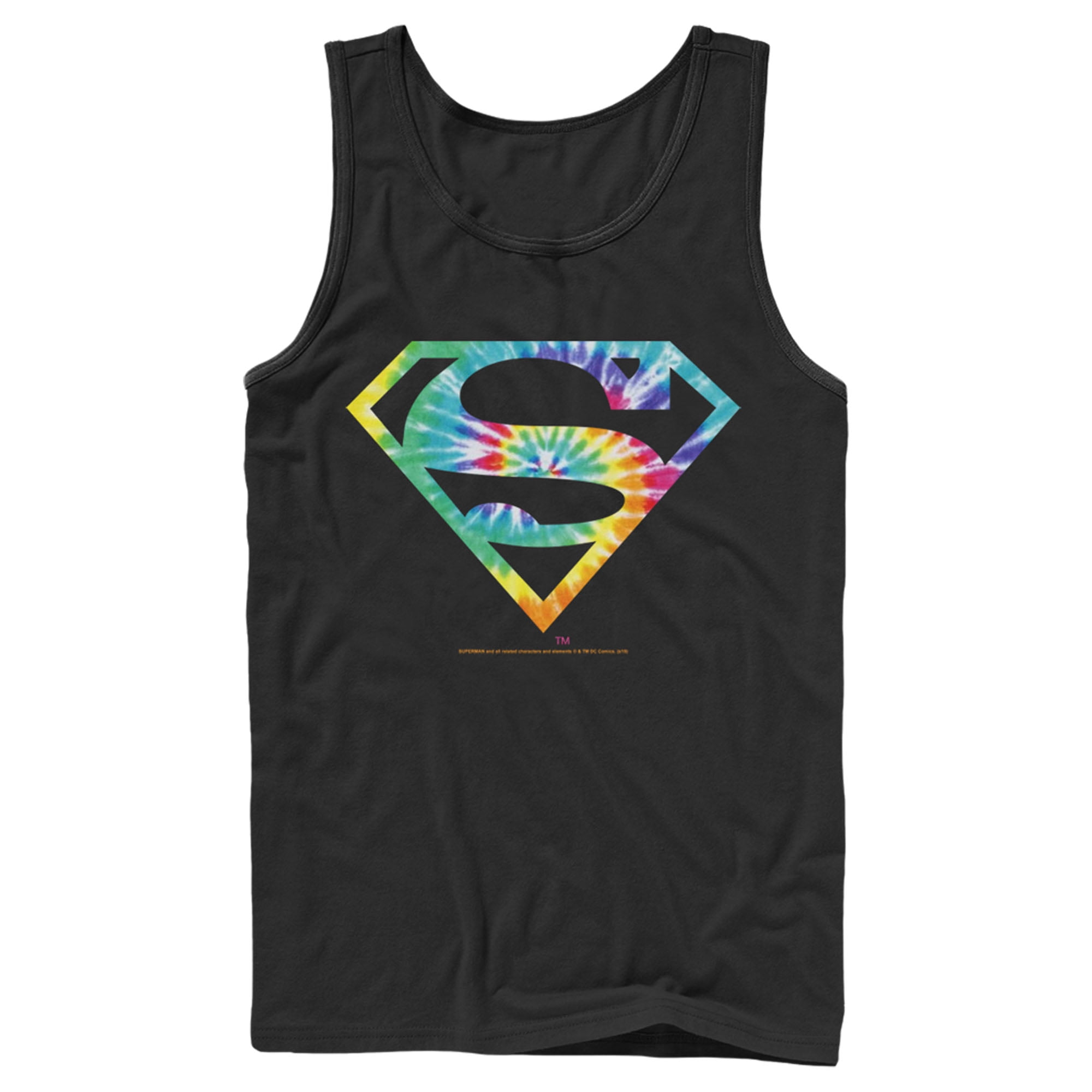 Superman Men's Superman TieDye Shield Logo Tank Top Black X Large
