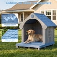 thumbnail image 4 of Dovov Plastic Dog House with Elevated Floor and Air Vents, Waterproof Doghouse Indoor Outdoor Dog Kennel with Porch, Large Puppy Shelter, Blue Gray, 4 of 12