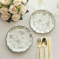 thumbnail image 5 of Efavormart 25 Pack White Sage Green Floral Leaf Print Dessert Paper Plates with Scalloped Rim, 8" Round Disposable Appetizer Salad Plates - 300GSM, 5 of 11