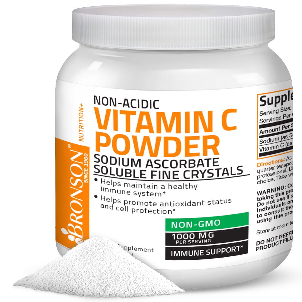 Non Acidic Vitamin C Powder Sodium Ascorbate Non GMO Soluble Fine Crystals Healthy Immune System, 1 Kilogram (2.2 lbs)