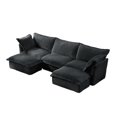 thumbnail image 6 of Corduroy Couch U-Shape 3 Seater Sectional Sofa, Living Room Couch with Deep Seats & French Edges, Modular Cloud Couch with Big Pillows, Slipcovered for Apartment, Gray, 6 of 14