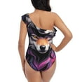 thumbnail image 5 of Sikiie Colorful Wolf Head A Print Women One Piece Swimsuits Tummy Control One Shoulder Bathing Suits Ruffle Swimwear, From S to XXL-XX-Large, 5 of 6