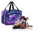 thumbnail image 6 of Travel Hanging Toiletry Bag with 4 Zipped Compartments Waterproof Makeup Accessories Spacious Cosmetic Bag Butterfly with Glowing Wings Medium, 6 of 9
