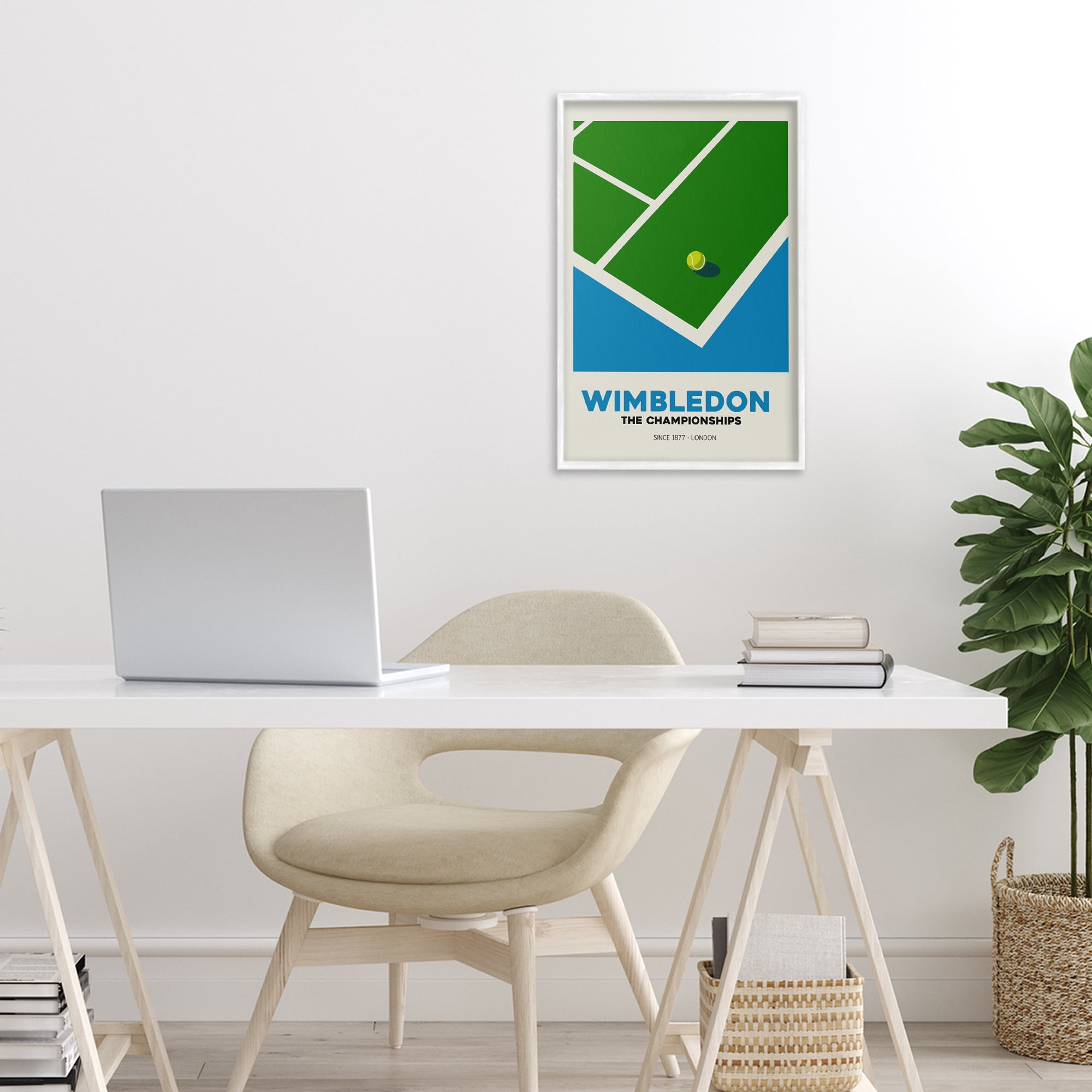 Stupell Industries Wimbledon Tennis Court White Framed Giclee Art, design by Andreas Magnusson