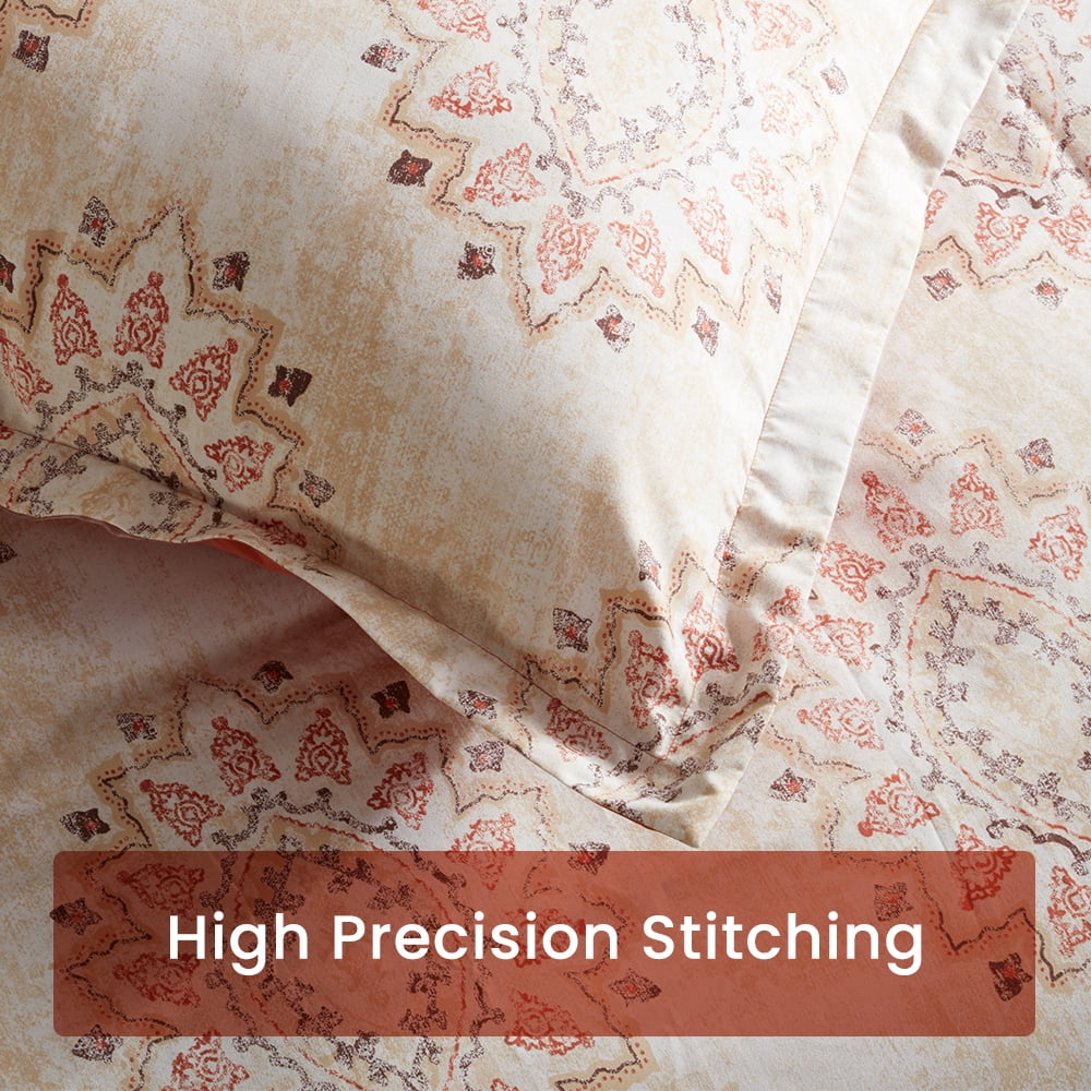 Sleep Zone Floral Duvet Cover Set, Ultra Soft Microfiber Bedding with Designer Print, Wrinkle-Resistant (Damask Pattern Beige, 68 x 90 inch, 2 Pieces)