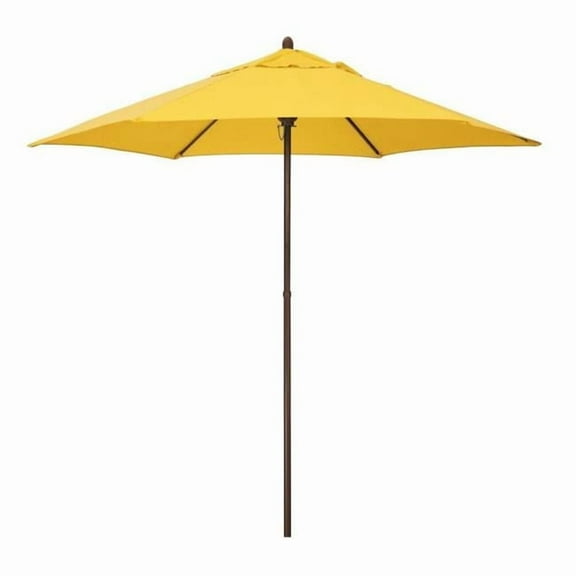 California Umbrella 9 ft. Mow Series Push Open Pin Stop No Tilt Steel Umbrella, Yellow Polyester