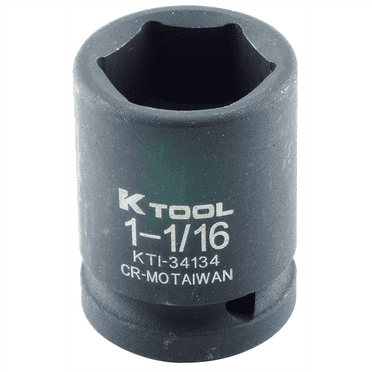 K-Tool 34134 1-1/16 x 3/4" Drive 6pt Frac SAE Short Chrome Impact Socket