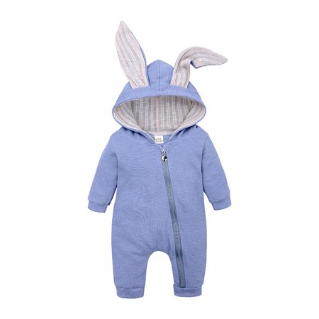 

QWERTYU Newborn Infant Baby Toddler Zip Up Clothes Romper for Girl Boy Cotton Winter Warm Long Sleeve Jumpsuit 0-18M Blue 90