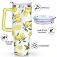 thumbnail image 3 of Yellow Lemon 40 Oz Tumbler with Handle Lid and Straw, Stainless Steel Double Walled Vacuum Insulated Cup, Cute Anniversary Wedding Birthday Gifts Tumbler for Women Men Friends Outdoor Indoor, 3 of 7