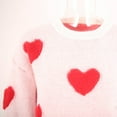 thumbnail image 5 of Wancir Women Heart Print Sweater Romantic Oversized Knitted Shirt Valentine's Day Love Graphic Long Sleeve Pullover Top, 5 of 9