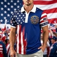 thumbnail image 5 of Zimjoy Men's 4th of July T-Shirts Patriotic America Flag Graphic Tee Shirts 250 Years of Freedom Collar Short Sleeve Tops, Royal Blue L, 5 of 7