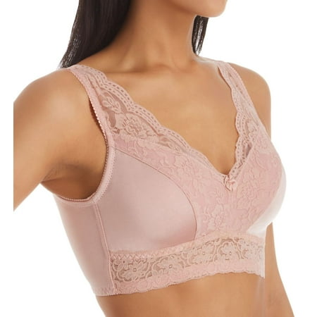 

Women s Rhonda Shear 672P Ahh Pin-Up Lace Leisure Bra with Removable Pads (Rose Blush M)