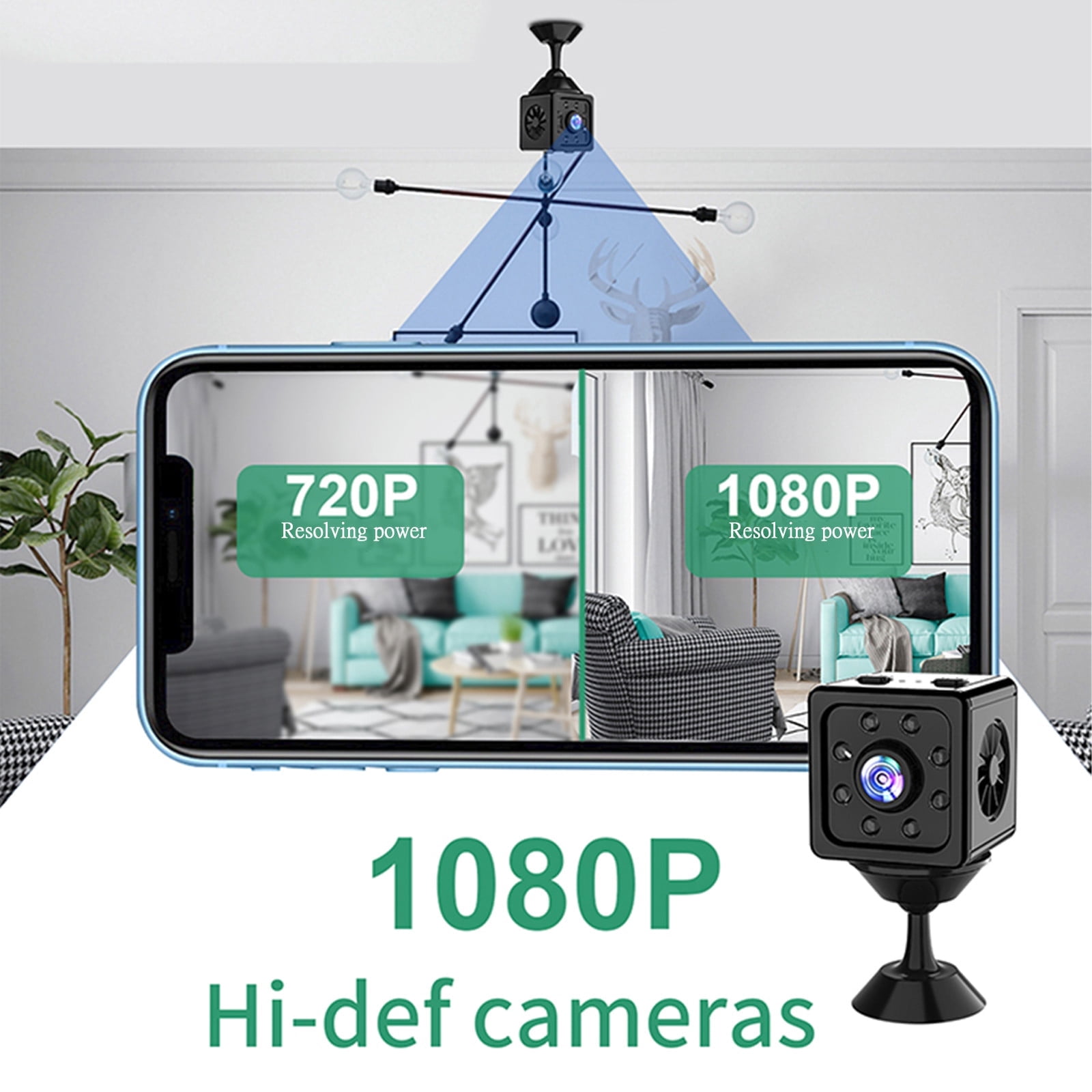 1080P WiFi Security Camera, Night Vision Motion Detection 150° Wide Angle 2-Way Audio Cloud Storage Home Surveillance Wireless Indoor Outdoor Baby Pet Monitor