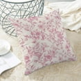 thumbnail image 4 of Vintage Pink Pillow Covers 18x18 Set of 2 Chinoiserie Floral Throw Pillows Pink Flower Pillowcase Linen Outdoor Decorative Cushion Covers for Bed Sofa Couch, 4 of 6