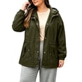 thumbnail image 3 of Womens Outdoor Jacket Waterproof Plus Size Turndown Collar Long Sleeve Solid Color Zipper Winter Fashion Jacket for Casual Cozy Loungewear, 3 of 10