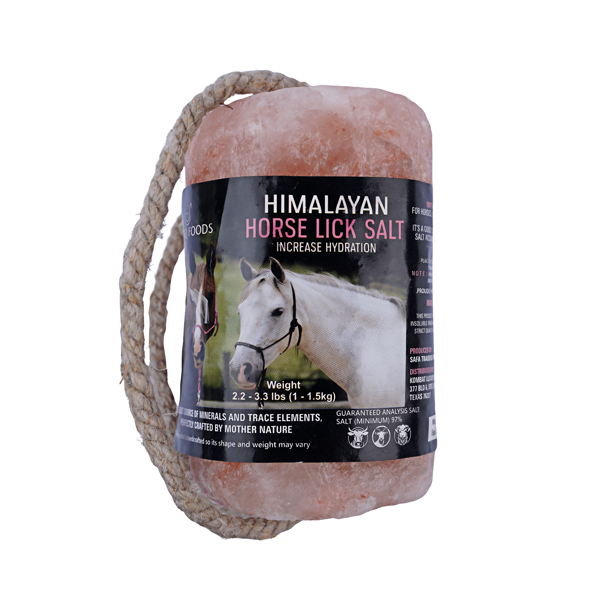 Zestiq foods Himalayan Salt Lick Block Deer & Hourse Attractant with Rope for Hanging 2.2 to 3.3 lbs Natural Pink Color