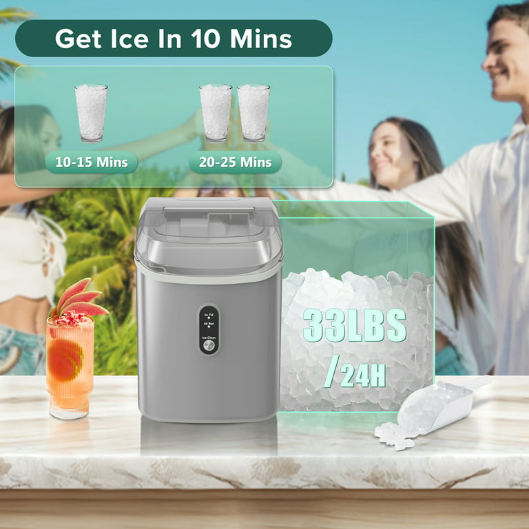 Auseo Nugget Ice Maker Countertop with Soft Chewable Pellet Ice, 34lbs/24H,  Self-Cleaning, Sonic Ice Maker for Home/Office/Party-White - Walmart.com
