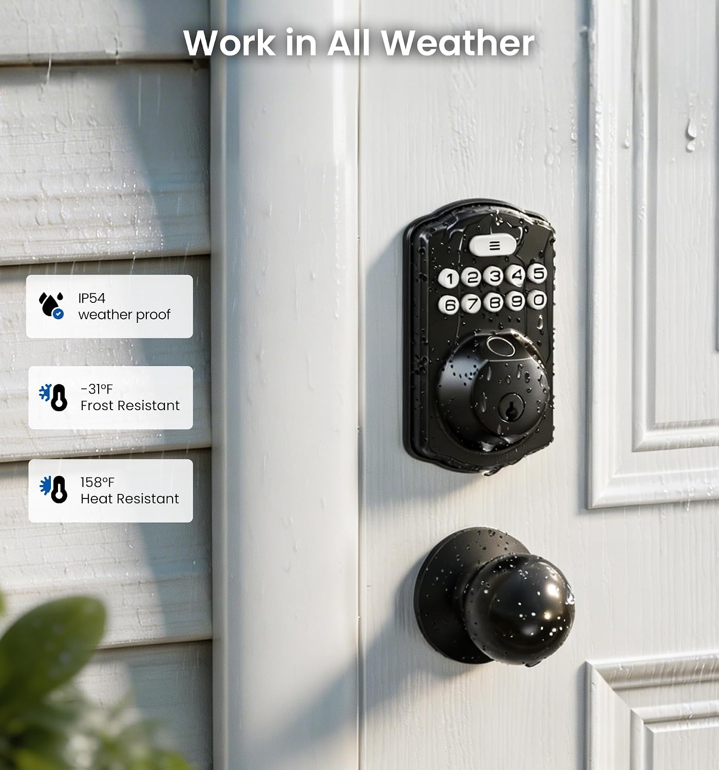VEISE Fingerprint Keyless Entry Smart Lock Matte Black photo 4