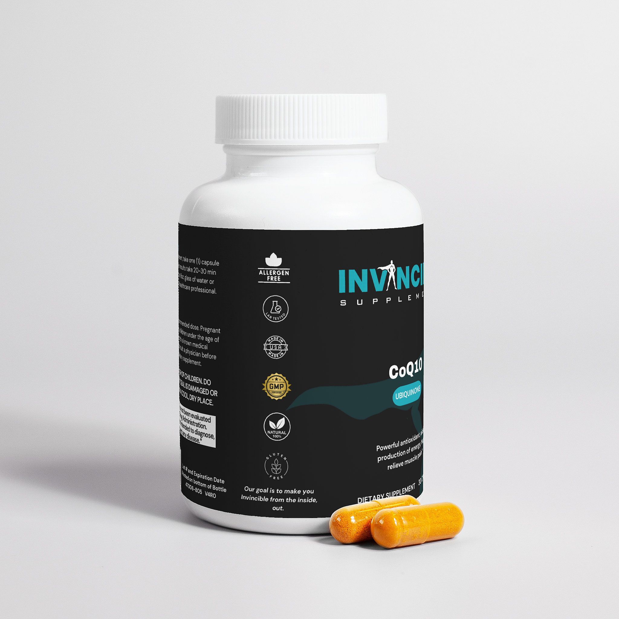 Invincible Supplements CoQ10 Ubiquinone Supplement - Energy Production, Antioxidant Protection, Cardiovascular Health, Muscle Recovery