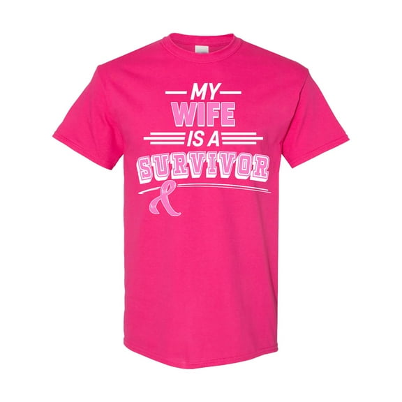 Inktastic My Wife is a Survivor Breast Cancer Awareness T-Shirt