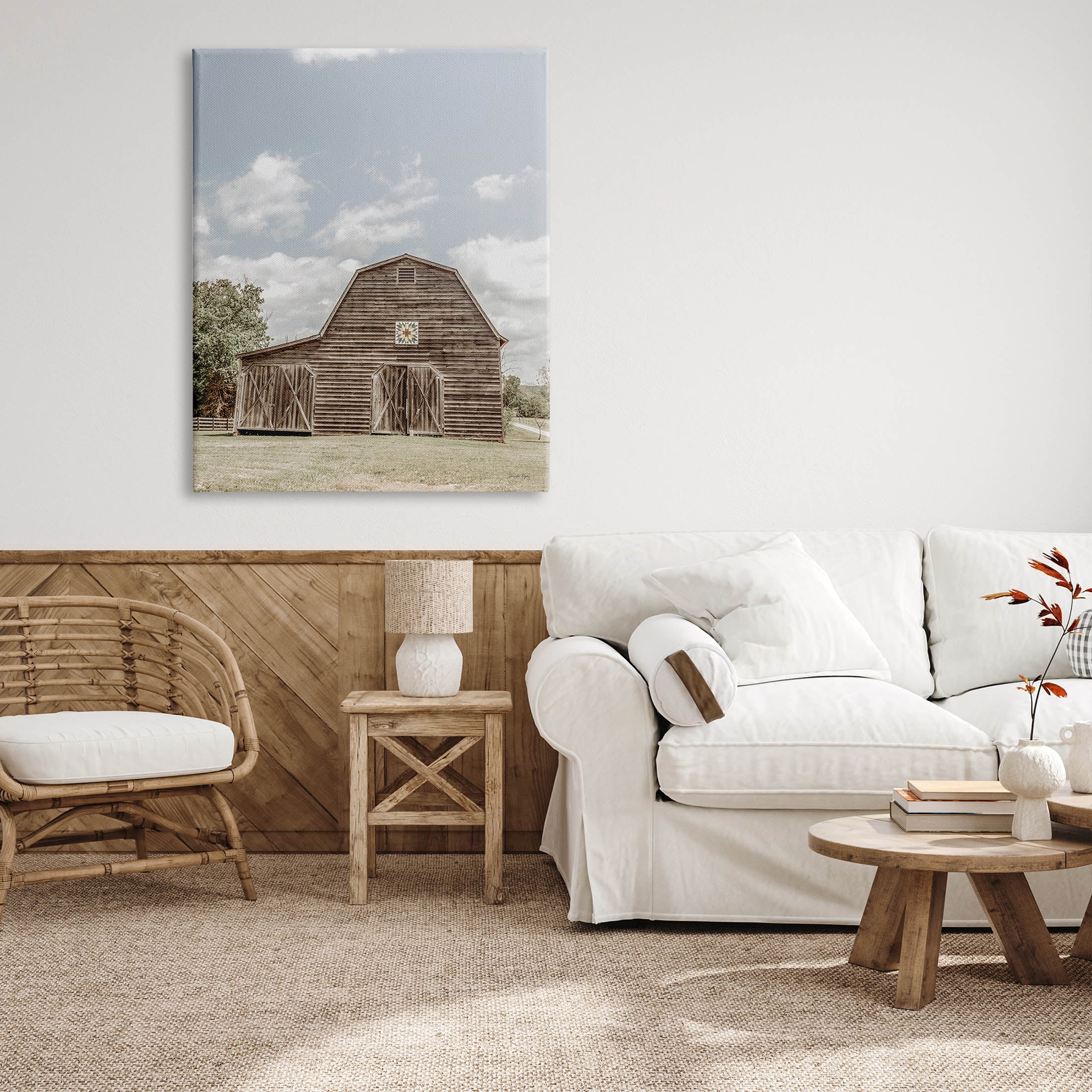 Peaceful Country Barn Farmland Landscape Photograph Gallery Wrapped Canvas Print Wall Art