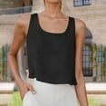 thumbnail image 3 of Conairie 2 Pack Workout Tank Tops Women Solid Color Crop Linen Blend Scoop Neck Vest Tops Trendy Summer Athletic Running Sleeveless Basic Tee, 3 of 4