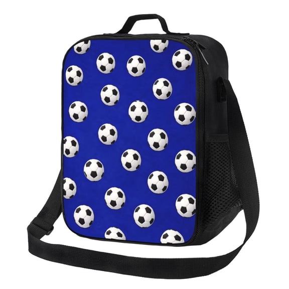Soccer Ball Lunch Bag Insulated Thermal Box with Shoulder Strap & Handle for Work and Picnic
