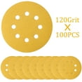 thumbnail image 4 of 5 Inch Gold Sanding Discs, 80 Grit Sandpaper 8 Hole Sanding Disc Hook and Loop Round Orbital Sander Sandpaper for Wood,100 Pack, 4 of 5
