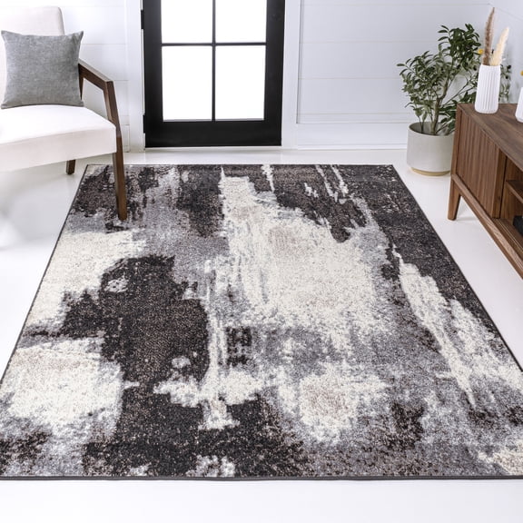 JONATHAN Y SUPERSOFT 3 x 5 Area Rug, Zoe Bohemian Abstract Marble - Charcoal/Cream, SEU302C-3