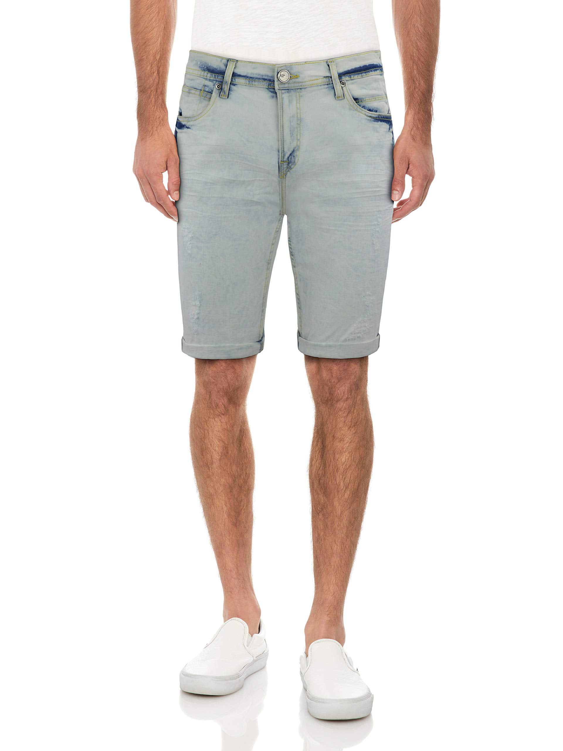 Rolled Up Cuff Bermuda Short Distressed Men's Stretch Casual Denim Shorts Slim Fit X RAY Slim Jean Shorts for Men 