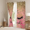 thumbnail image 3 of Homewish Girls Beauty Eyelashes Blackout Curtains Set of 2 (52x84 Each), Glitter Waterdrop Window Curtains, Gold Fashion Leopard Print Curtains and Drapes, Window Curtains Home Decor, 3 of 6