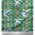 thumbnail image 1 of Soimoi Cotton Jersey Fabric Floral Damask & Stork Bird Printed Craft Fabric by the Yard 58 Inch Wide, 1 of 1