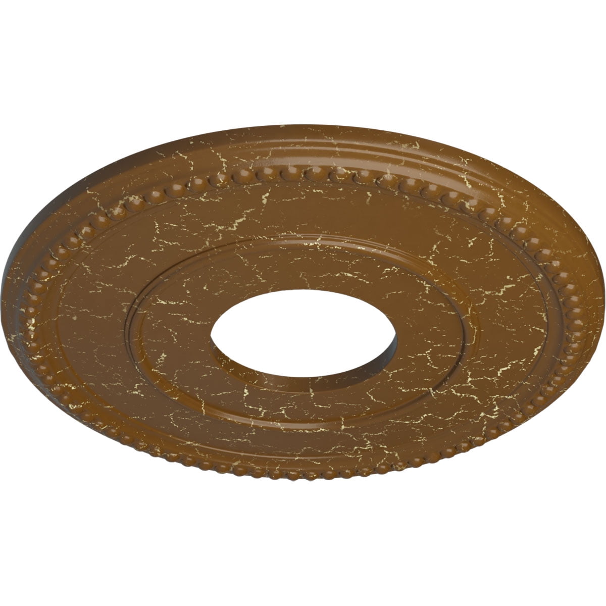 Ekena Millwork 12 1/2"OD x 3 7/8"ID x 3/4"P Bradford Ceiling Medallion (Fits Canopies up to 6 5/8"), Hand-Painted Smokey Topaz Crackle