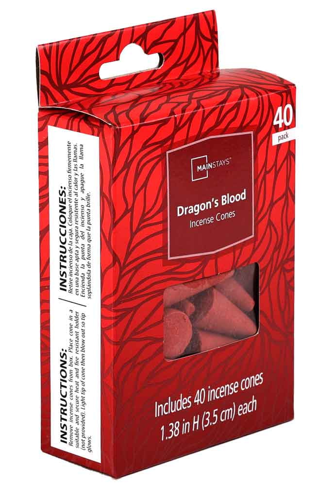 Mainstays Incense Cones, Dragon's Blood Fragrance (Red), 40 Pack