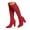 Red, variant on Knee High Boots Women Chunky Heel Pointed Toe Long Tall Boot Knit Mid Calf Sock Dress Shoes