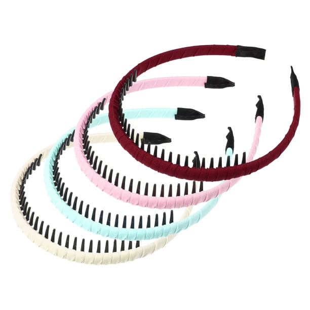4 Uds Diademas con peine de dientes Unique Bargains para mujer antideslizantes Rojo vino Beige rosa azul