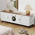 thumbnail image 2 of Uforic Cat Litter Box Enclosure with Legs, Wooden Cat Litter Box Furniture with Double Room for 2 Cats, White, 2 of 10