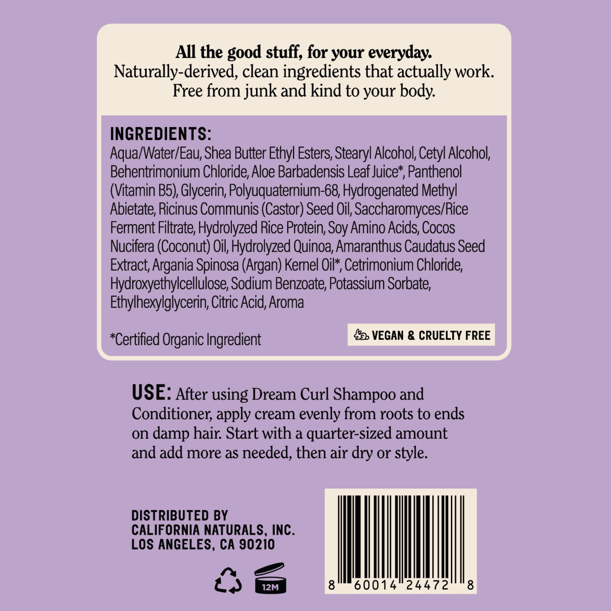 California Naturals Curl Cream for Curly Hair, 8 fl oz