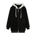 thumbnail image 5 of TrendOFT Fleece Jackets for Women Winter Warm Soft Zip Up Coat Outdoor Casual Loose Fit Hooded Outerwear Coats Black XXXXL, 5 of 5