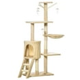 thumbnail image 1 of 53" Cat Tree Tower, Kitten Activity Centre with Scratching Posts, Condo, Perches, Ladder, Hammock, Dangling Toys, Beige, 1 of 6