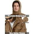 thumbnail image 5 of TACVASEN Men's Winter Coat Military Jacket Fleece Lined Parka Cotton Cargo Outerwear Khaki L, 5 of 7