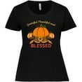 thumbnail image 3 of Inktastic Thankful Grateful and Blessed Pumpkins and Sunflower Women's Plus Size T-Shirt, 3 of 5