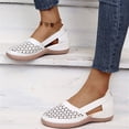 thumbnail image 4 of Wedge Sandals for Women Closed Toe Solid Color Hollow Out Sandals Soft On Arch Support Summer Flat Shoes, 40, 4 of 8