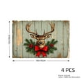 thumbnail image 4 of JOOCAR Rustic Deer with Red Bow and Pine Garland Design Linen Table Mats Set of 4 for Home Kitchen Table Decor 12x18 inch, 4 of 5