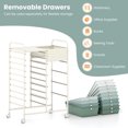 thumbnail image 3 of 14-Drawer Rolling Storage Cart with Metal Tabletop and Pegboard, Scrapbook Paper Office School Organizer,Gradient Green, 3 of 8