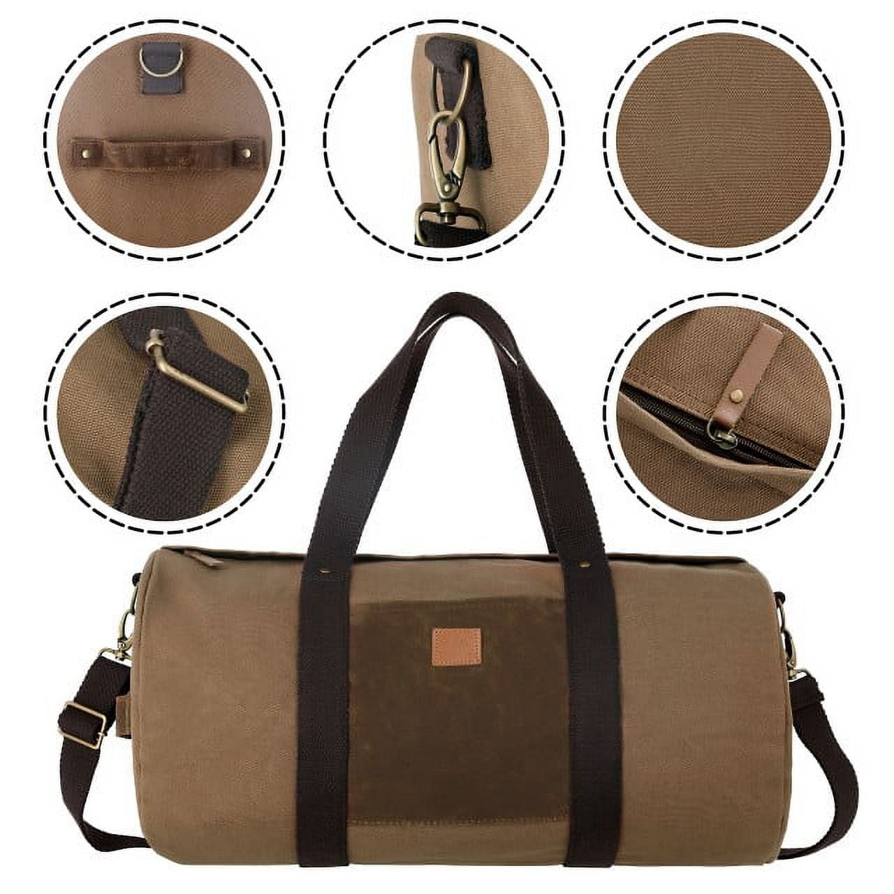 Lakelynn Harbor Duffel Bag Vintage Military-Style Canvas Barrel Sports Gym  Overnight Travel Weekender Duffle Bag with Wax Canvas Pocket